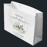 Rustic Watercolor Eucalyptus Wedding Maid of Honor Large Gift Bag<br><div class="desc">This beautiful gift bag is designed for the maid of honor at your wedding. It features a beautiful boho chic design with a cluster or bouquet of hand painted watercolor eucalyptus leaves and greenery in shades of mint, moss, and sage green. There is room for her name, the names of...</div>