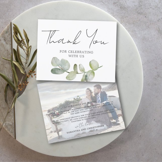 Rustic Watercolor Eucalyptus Wedding Thank You Card (Creator Uploaded)