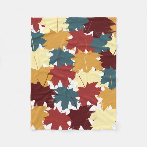 Rustic Watercolor Fall Autumn Leaves Fleece Blanket