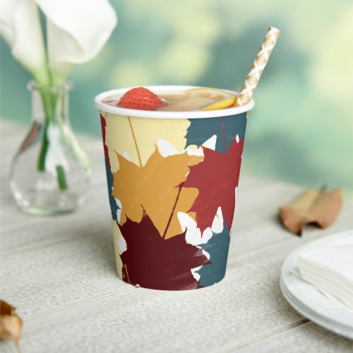 Rustic Watercolor Fall Autumn Leaves  Paper Cups