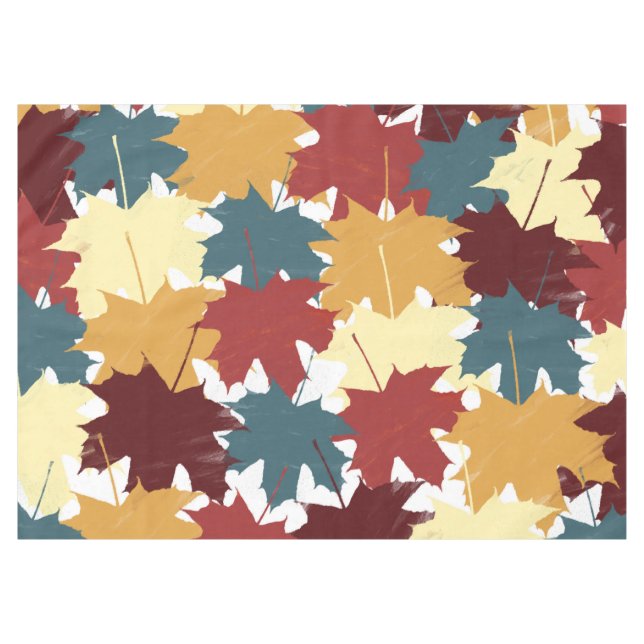 Rustic Watercolor Fall Autumn Leaves Tablecloth (Front (Horizontal))