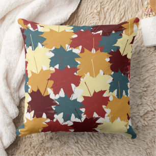 Rustic Watercolor Fall Autumn Leaves Throw Pillow