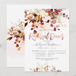 Rustic Watercolor Fall Eucalyptus Rehearsal Dinner Invitation