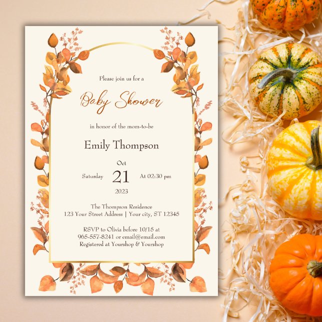 Rustic Watercolor Fall Gender Neutral Baby Shower Invitation (Creator Uploaded)