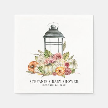 Rustic Watercolor Fall Harvest Lantern Baby Shower Napkins by KeikoPrints at Zazzle
