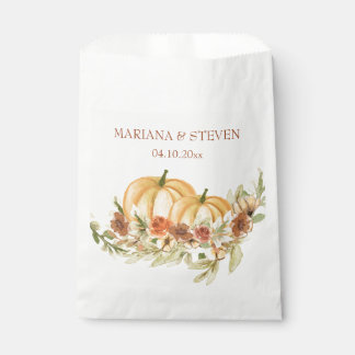 Rustic Watercolor Fall in Love Pumpkin Wedding Favor Bag