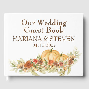 Rustic Watercolor Fall in Love Pumpkin Wedding Guest Book
