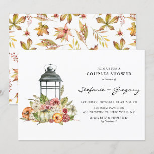 Rustic Watercolor Fall Lantern Couples Shower Invitation