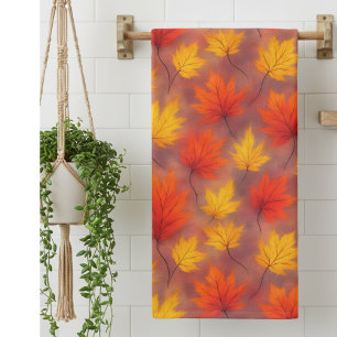 Rustic Watercolor Fall Leaves - Autumn Foliage Bath Towel Set