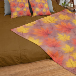 Rustic Watercolor Fall Leaves - Autumn Foliage Sherpa Blanket