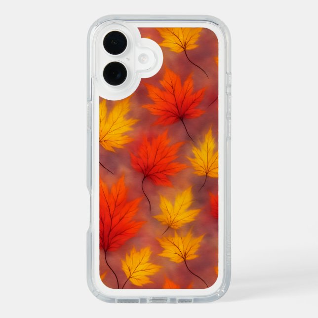 Rustic Watercolor Fall Leaves - Autumn Foliage Speck iPhone Case (Front)