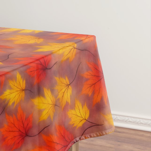 Rustic Watercolor Fall Leaves - Autumn Foliage Tablecloth (In Situ)