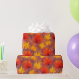 Rustic Watercolor Fall Leaves - Autumn Foliage Wrapping Paper
