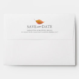 Rustic Watercolor Fall Leaves Return Address Envelope