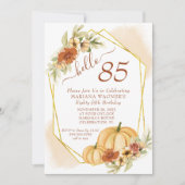 Rustic Watercolor Fall Pumpkin 85th Birthday Party Invitation (Front)