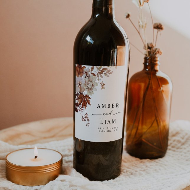 Rustic Watercolor Fall Wedding Wine Label Favor (Creator Uploaded)