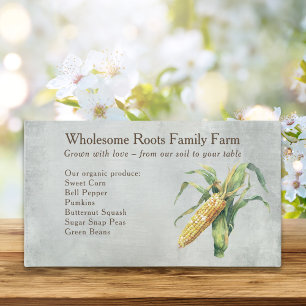 rustic watercolor farmers market, corn farmer business card