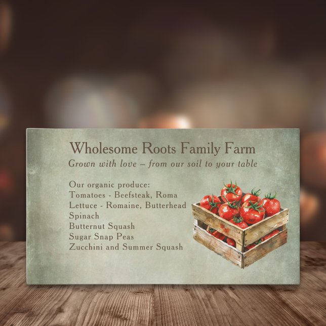 rustic watercolor farmers market, fresh produce business card (Creator Uploaded)