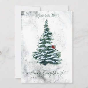Rustic Watercolor Farmhouse Country Christmas Tree Holiday Card