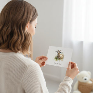 Rustic Watercolor Farmhouse Goat Baby Shower Enclosure Card
