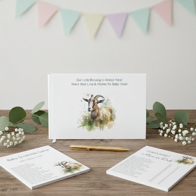 Rustic Watercolor Farmhouse Goat Baby Shower Notepad (Creator Uploaded)