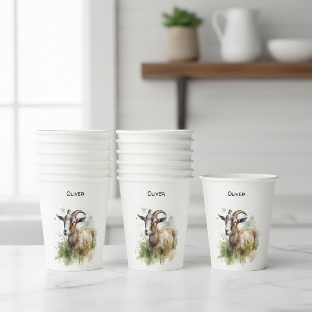 Rustic Watercolor Farmhouse Goat Baby Shower Paper Cups (Creator Uploaded)