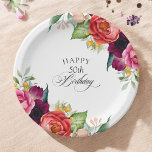 Rustic Watercolor Floral 50th Birthday Party Paper Plates<br><div class="desc">With beautiful rustic boho style, this 50th birthday party plate has a rich color palette in terracotta, deep peach, burgundy red, purple, teal and yellow. The lovely watercolor floral elements have a nature-inspired organic appeal and make the design pop with style. Elegant calligraphy script spells out the word "Birthday" with...</div>