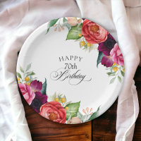 Rustic Watercolor Floral 70th Birthday Party