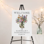 Rustic Watercolor Floral 70th Birthday Welcome  Foam Board<br><div class="desc">Rustic elegant watercolor florals in a vase,  surprise 70th birthday party welcome sign,  accompanied by a classic engraved style open face typography on a white background. Rustic earthy birthday party welcome sign. Customize for any age.</div>