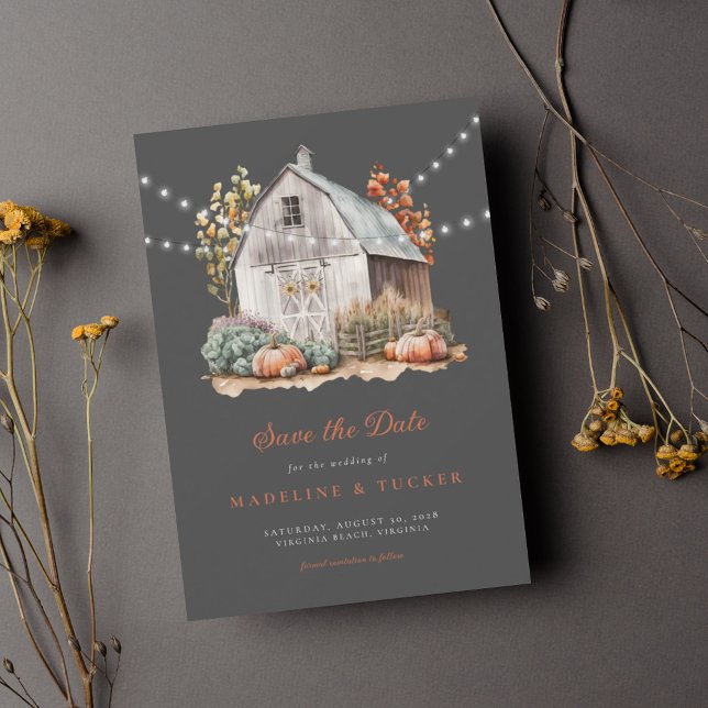 Rustic Watercolor Floral Barn Photo Save the Date  (Creator Uploaded)