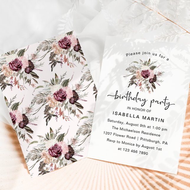 Rustic Watercolor Floral Birthday Party Invitation (Creator Uploaded)