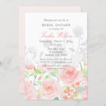 Rustic Watercolor Floral Blush Bridal Shower Invitation