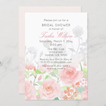 Rustic Watercolor Floral Blush Bridal Shower Invitation