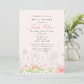 Rustic Watercolor Floral Blush Bridal Shower Invitation (Standing Front)