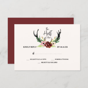 Rustic Watercolor Floral Boho Hunt is Over RSVP Invitation