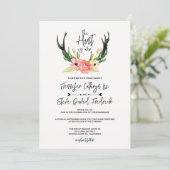Rustic Watercolor Floral Boho Hunt is Over Wedding Invitation (Standing Front)