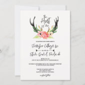 Rustic Watercolor Floral Boho Hunt is Over Wedding Invitation (Front)