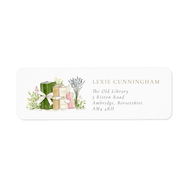 Rustic Watercolor Floral Books Label (Front)
