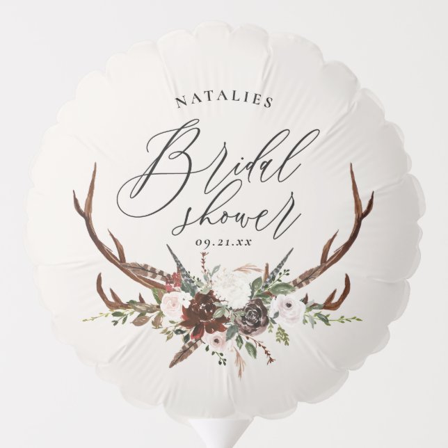 Rustic watercolor floral botanical bridal shower balloon (Back)