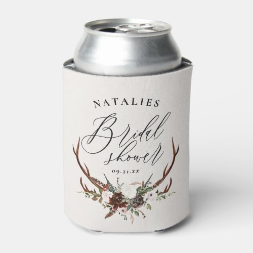 Rustic watercolor floral botanical bridal shower can cooler