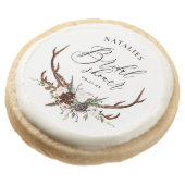 Rustic watercolor floral botanical bridal shower l round shortbread cookie (Angled)