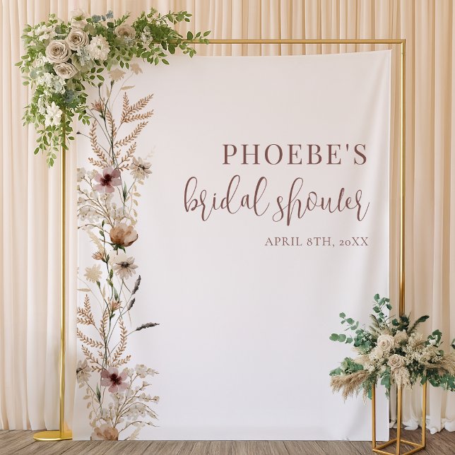 Rustic Watercolor Floral Bridal Shower Backdrop (Creator Uploaded)