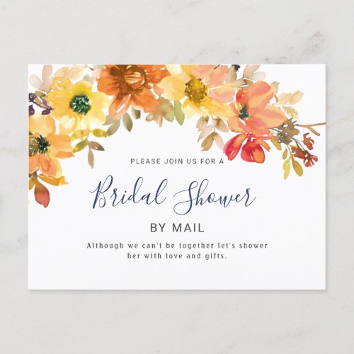 Rustic Watercolor Floral Bridal Shower By Mail Invitation Postcard