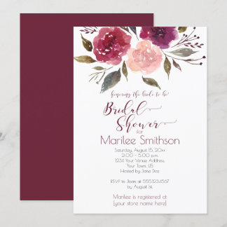 Rustic Watercolor Floral Bridal Shower | Invitation