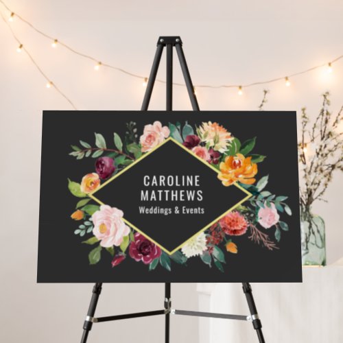 Rustic Watercolor Floral Business Sign