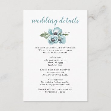 Rustic Watercolor Floral Dusty Blue Wedding Enclosure Card