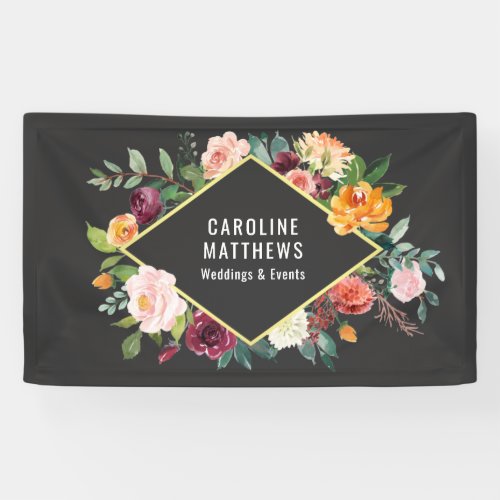 Rustic Watercolor Floral Frame with Your Business Banner