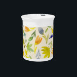Rustic Watercolor Floral Garden Botanical Beverage Pitcher<br><div class="desc">Rustic Watercolor Floral Garden Botanical Pitcher</div>