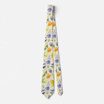 Rustic Watercolor Floral Garden Botanical Neck Tie