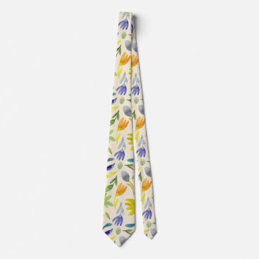 Rustic Watercolor Floral Garden Botanical Neck Tie